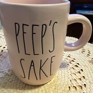 Rae Dunn Pink Ceramic Mug with Easter Text